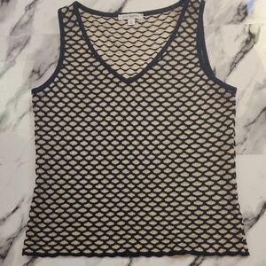 St. John Knit Black & Gold Metallic Tank Signature Luxury Knit‎ Made in USA